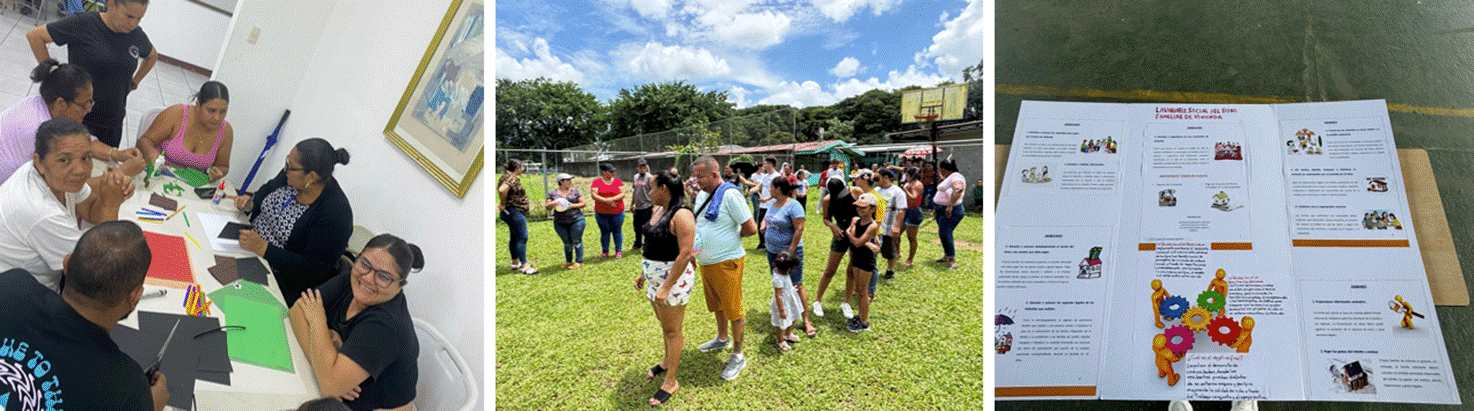 Fotografías de sesiones de Variable Social con familias de diferentes proyectos de vivienda.